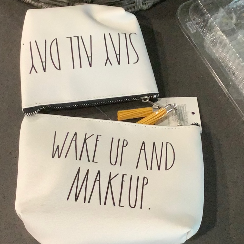 Rae Dunn Slay All Day and Wake Up Makeup  Clutch Cosmetic Bags NEW